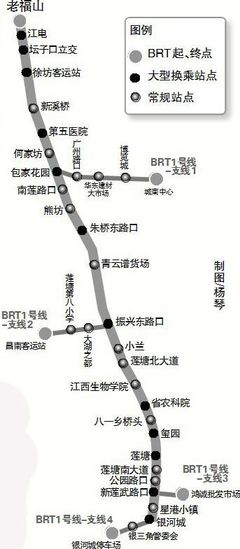 南昌首条BRT规划35对站点 主干道16公里 设4条支线